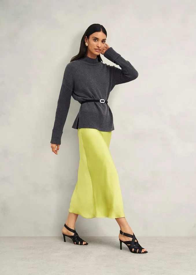 Women Gaskell CoOrd Wool Cotton Jumper Dark Grey Marl Hobbs Jumpers and Cardigans