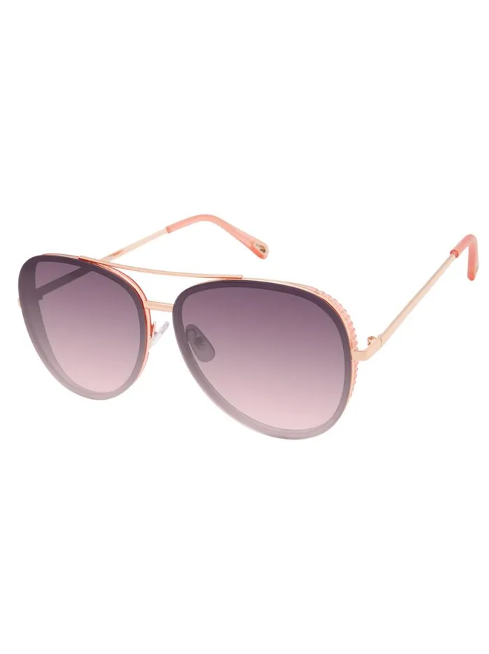 Women Glam Aviator Pilot Sunglasses In Rose Gold and Rose Jessica Simpson Sunglasses