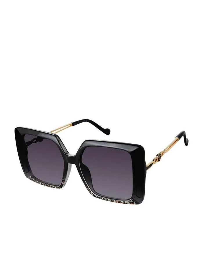 Women Glamorous Square Metal Temple Sunglasses In Black Jessica Simpson Sunglasses