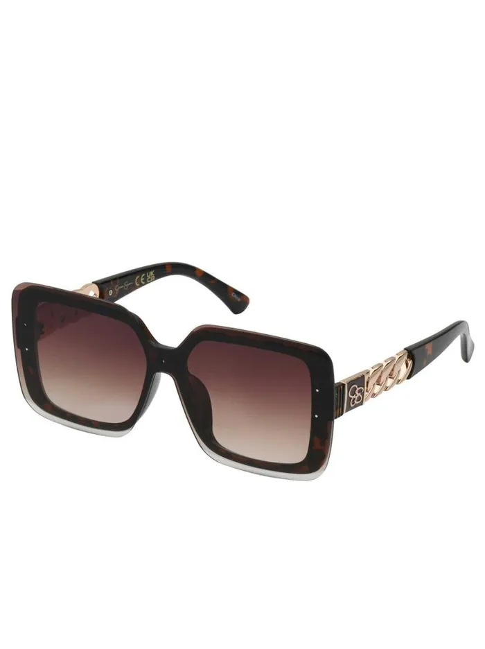 Women Glamorous Square Shield Sunglasses In Tortoise Jessica Simpson Sunglasses