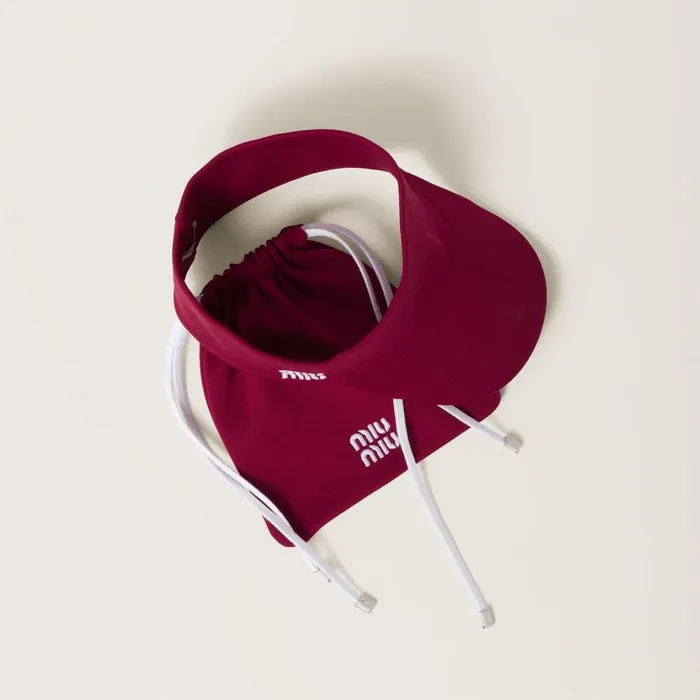 Women Hats And Gloves Miu Miu Nylon Visor With Pouch Amaranth Redmaize Yellow