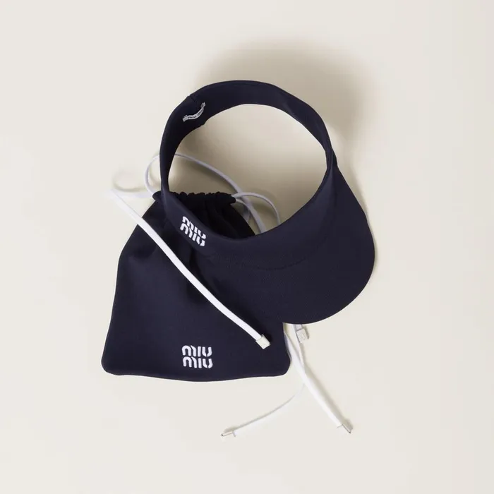 Women Hats And Gloves Miu Miu Nylon Visor With Pouch Navy