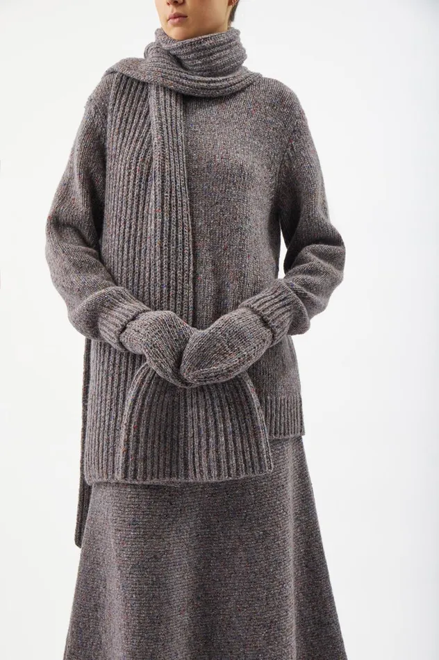 Women Hats Gabriela Hearst Lutz Knit Hat In Grey Speckle Cashmere