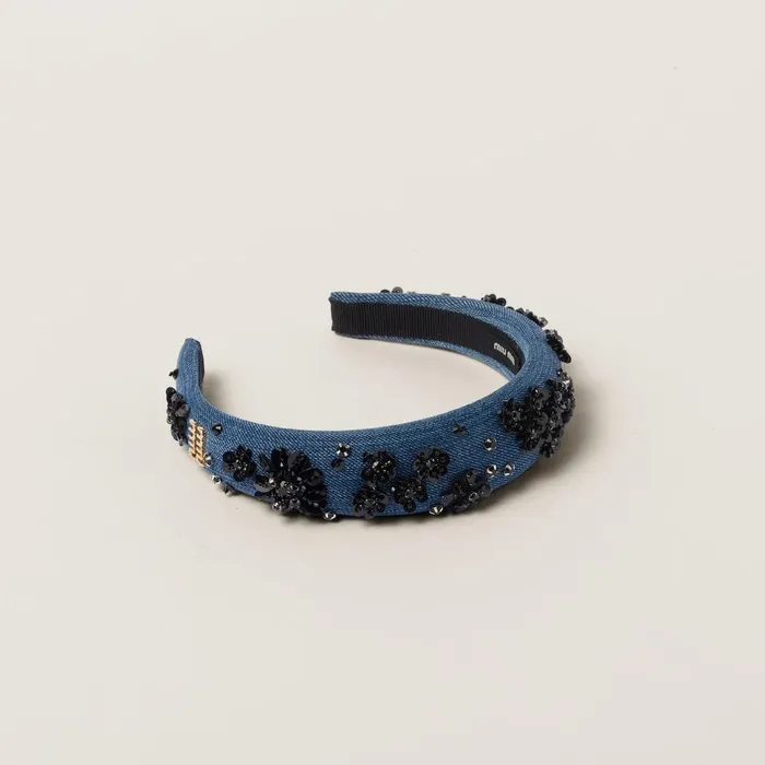 Women Headbands And Hair Accessories Miu Miu Denim Headband Blueblack