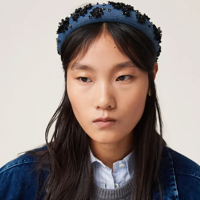 Women Headbands And Hair Accessories Miu Miu Denim Headband Blueblack Women Headbands And Hair Accessories Miu Miu Denim Headband Blueblack