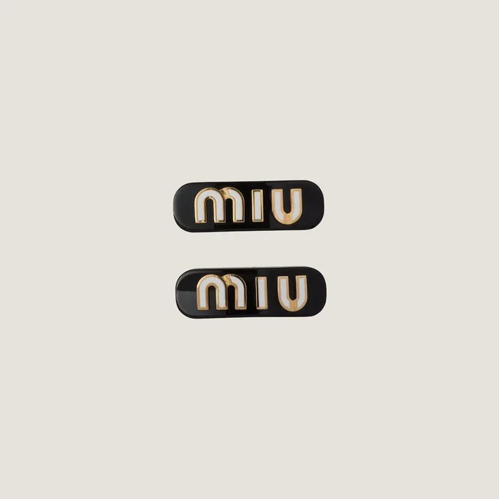 Women Headbands And Hair Accessories Miu Miu Plexiglas And Metal Hair Clips Blackwhite