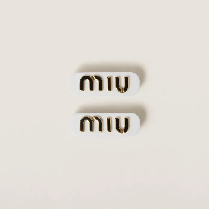 Women Headbands And Hair Accessories Miu Miu Plexiglas And Metal Hair Clips Whiteblack