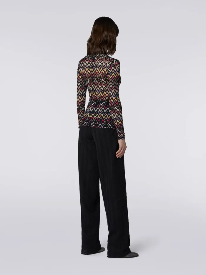 Women HighNeck Jumper In Raschel Knit Wool And Viscose Multicoloured Missoni Knitwear Women HighNeck Jumper In Raschel Knit Wool And Viscose Multicoloured Missoni Knitwear