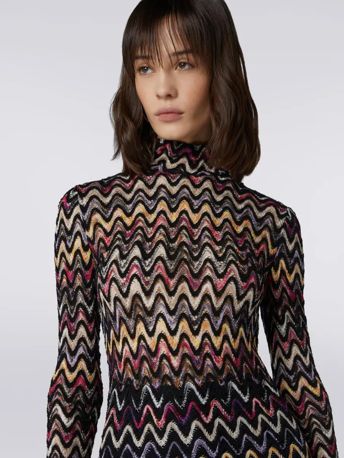Women HighNeck Jumper In Raschel Knit Wool And Viscose Multicoloured Missoni Knitwear Women HighNeck Jumper In Raschel Knit Wool And Viscose Multicoloured Missoni Knitwear