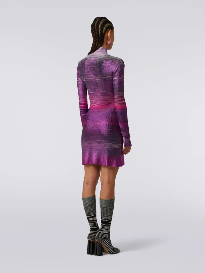 Women HighNeck Mini Dress In Slub Viscose Multicoloured Missoni Dresses Women HighNeck Mini Dress In Slub Viscose Multicoloured Missoni Dresses