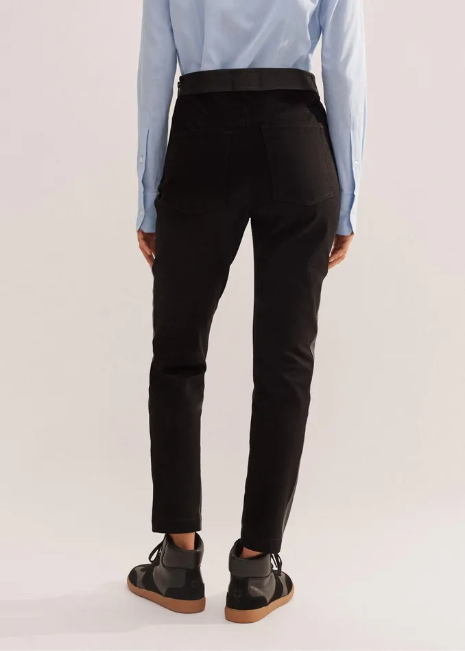 Women High Stretch Leather Mix Legging Black MEEM