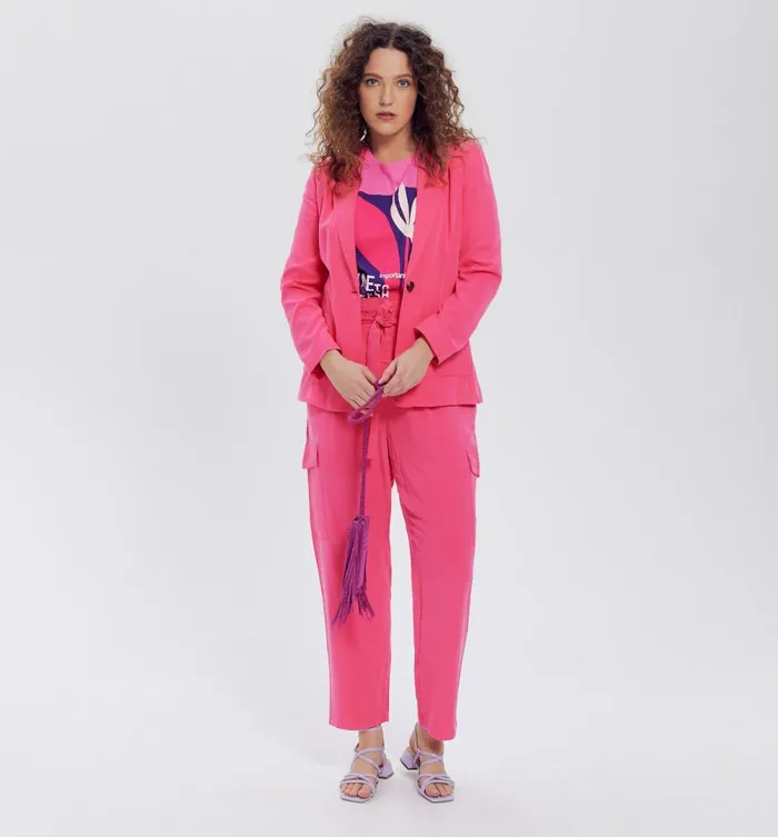 Women HighWaist Cargo Trousers 8211 Pink Promod Trousers