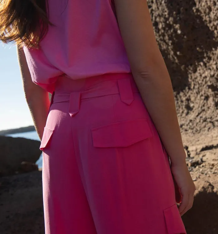 Women HighWaist Cargo Trousers 8211 Pink Promod Trousers Women HighWaist Cargo Trousers 8211 Pink Promod Trousers