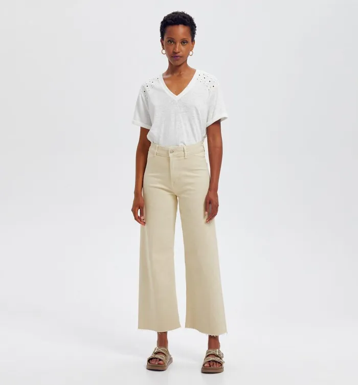 Women HighWaist Raw Edge Jeans 8211 Beige Promod Jeans