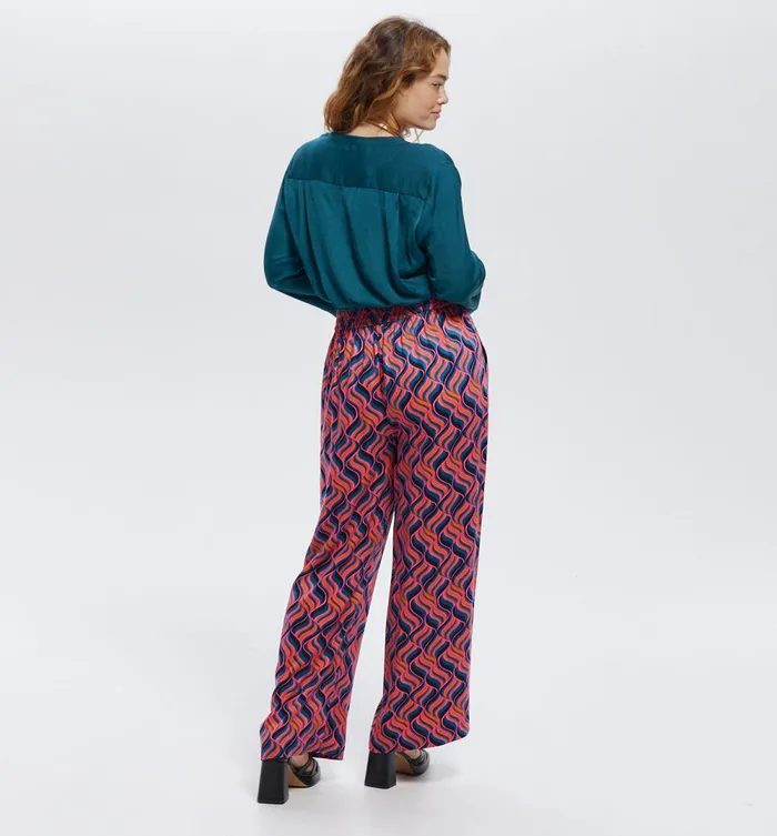 Women HighWaist Wideleg Trousers 8211 Pink Print Promod Trousers Women HighWaist Wideleg Trousers 8211 Pink Print Promod Trousers