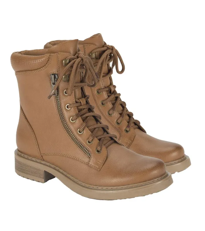 Women Holden Lace Up Bootie Dark Cognac Baretraps Booties