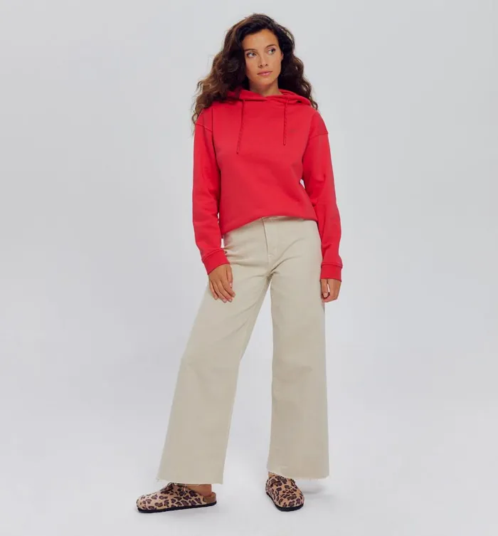 Women Hooded Sweatshirt 8211 Cherry Red Promod Jumpers And Cardigans Women Hooded Sweatshirt 8211 Cherry Red Promod Jumpers And Cardigans