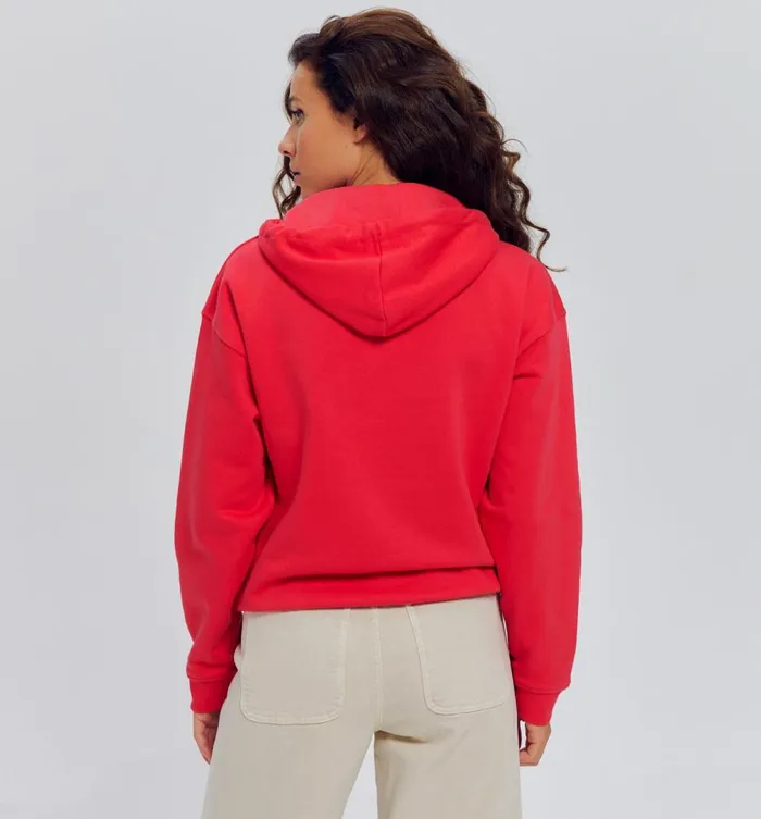 Women Hooded Sweatshirt 8211 Cherry Red Promod Jumpers And Cardigans Women Hooded Sweatshirt 8211 Cherry Red Promod Jumpers And Cardigans