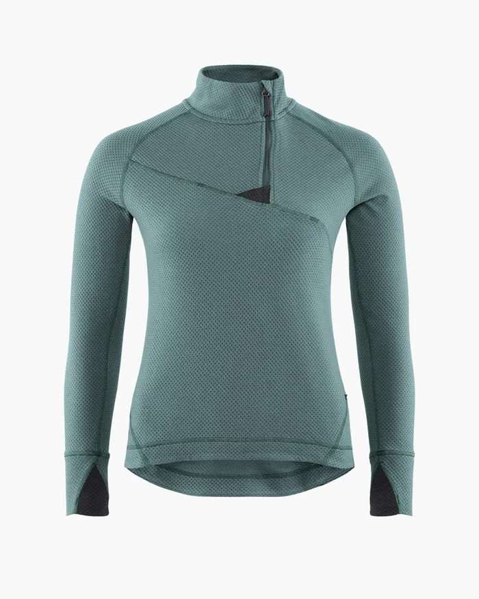 Women Huge Norna Half Zip Mid Layer Frost Green Klttermusen Fleeces and Sweaters