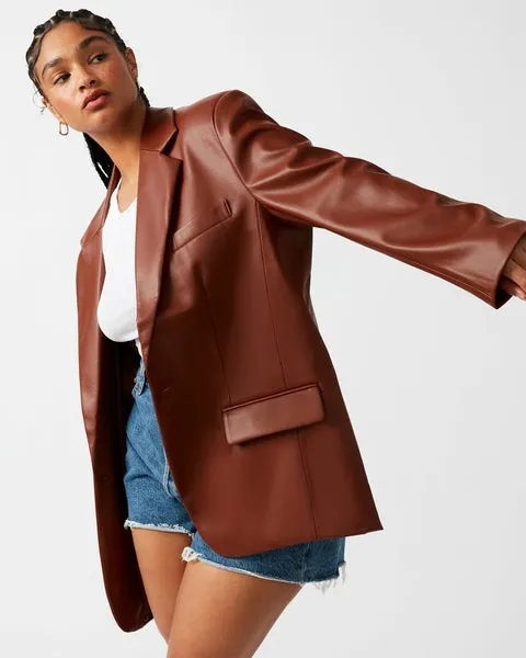 Women IMAAN FAUX LEATHER BLAZER COGNAC Cognac Steve Madden Jackets and Coats Women IMAAN FAUX LEATHER BLAZER COGNAC Cognac Steve Madden Jackets and Coats
