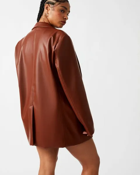 Women IMAAN FAUX LEATHER BLAZER COGNAC Cognac Steve Madden Jackets and Coats Women IMAAN FAUX LEATHER BLAZER COGNAC Cognac Steve Madden Jackets and Coats