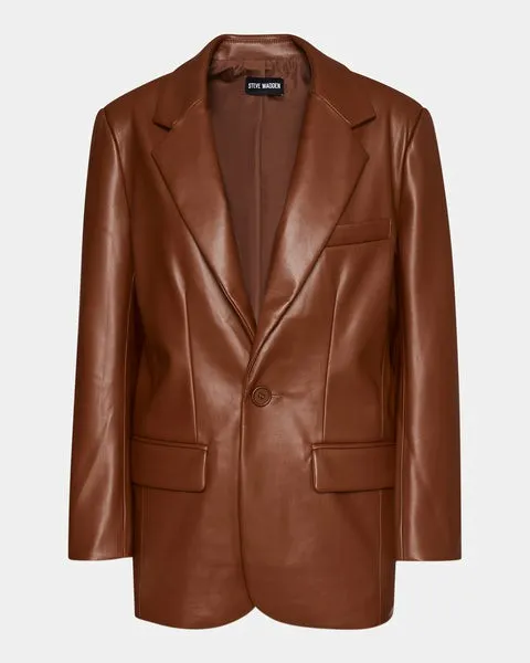 Women IMAAN FAUX LEATHER BLAZER COGNAC Cognac Steve Madden Jackets and Coats Women IMAAN FAUX LEATHER BLAZER COGNAC Cognac Steve Madden Jackets and Coats