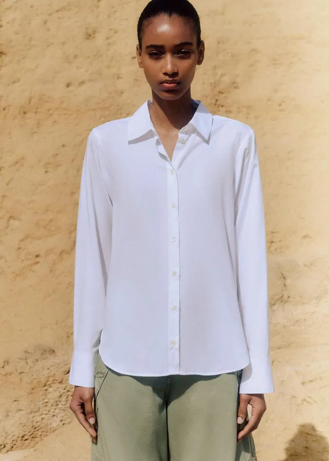 Women Impossibly Soft Relaxed Forever Shirt White MEEM