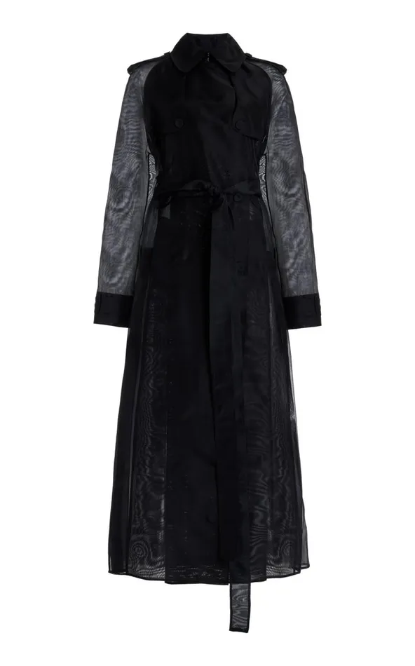 Women Jackets and Coats Gabriela Hearst Eithne Sheer Trench Coat In Black Silk Organza