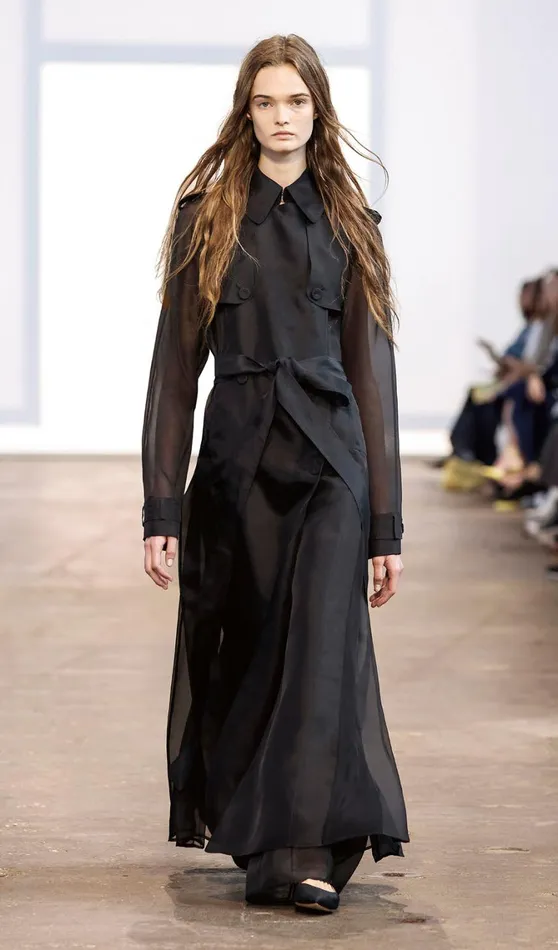 Women Jackets and Coats Gabriela Hearst Eithne Sheer Trench Coat In Black Silk Organza