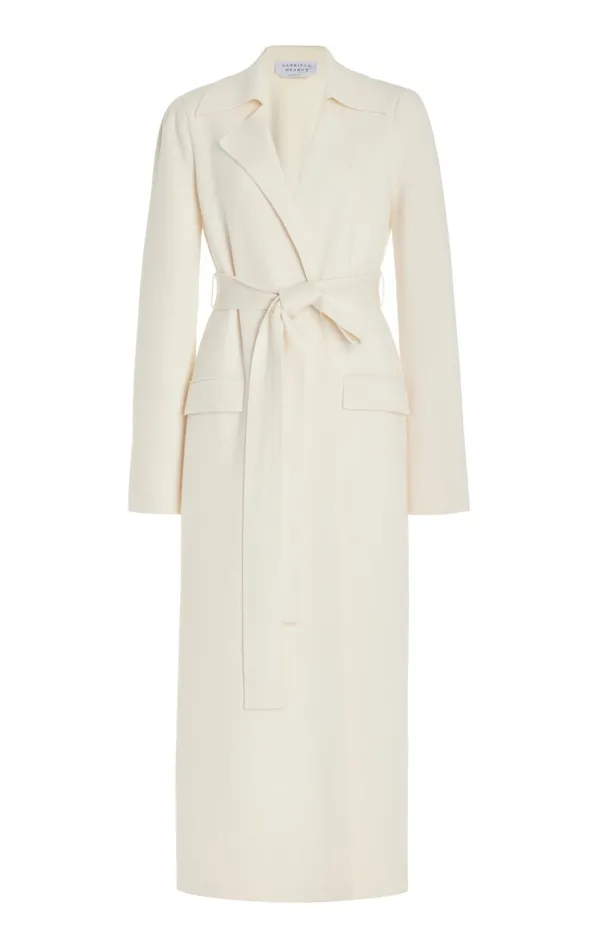 Women Jackets and Coats Gabriela Hearst Evan Knit Trench Coat In Ivory Wool