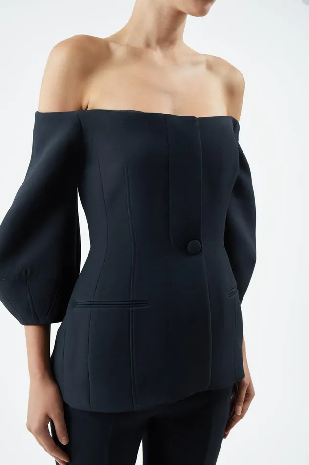 Women Jackets and Coats Gabriela Hearst Sawyer Jacket In Black Wool Silk Cady