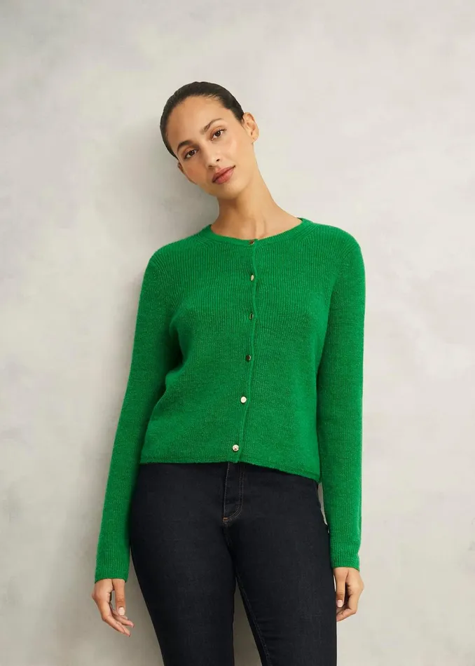 Women Jasmina Cardigan With Alpaca Lush Green Hobbs Jumpers and Cardigans