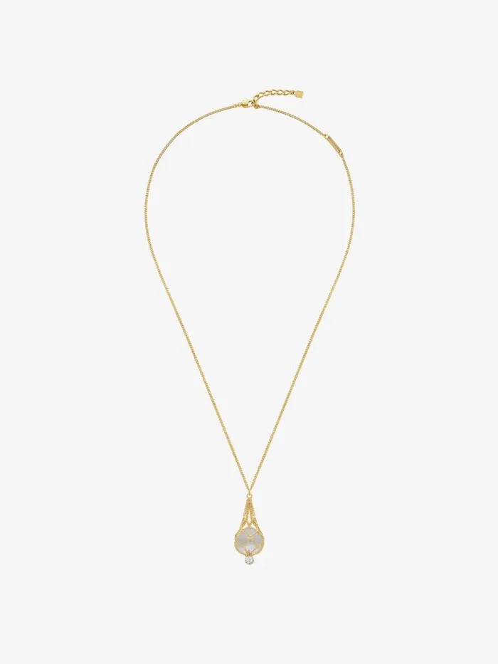 Women Jewelry Givenchy Pearling Necklace In Metal With Pearls And Crystals Transparentgolden