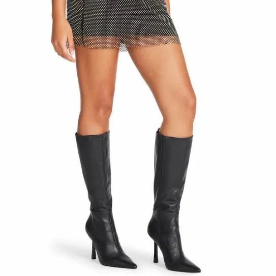 Women KATHLEEN BLACK LEATHER Black Leather Steve Madden Boots and Booties Women KATHLEEN BLACK LEATHER Black Leather Steve Madden Boots and Booties