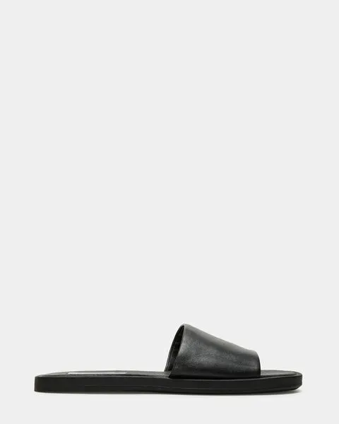 Women KAYA BLACK LEATHER Black Leather Steve Madden Sandals