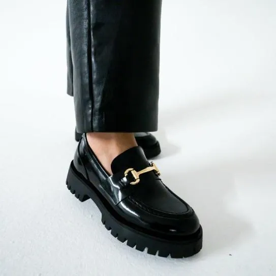 WomenKids039 LANDO BLACK LEATHER Black Leather Steve Madden Loafers and Flats WomenKids039 LANDO BLACK LEATHER Black Leather Steve Madden Loafers and Flats