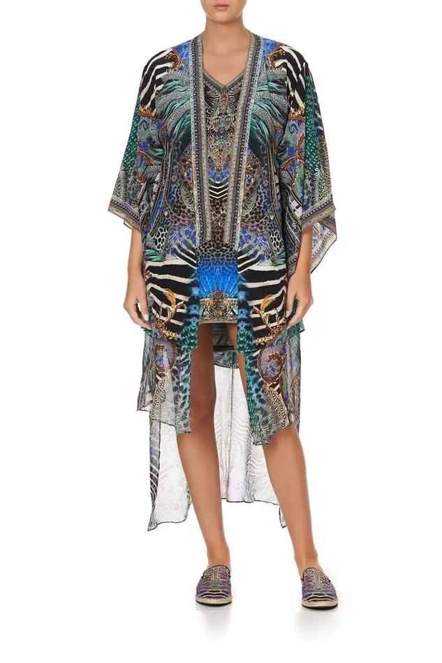 Women Kimonos Camilla Kimono With Long Underlayer Animal Army