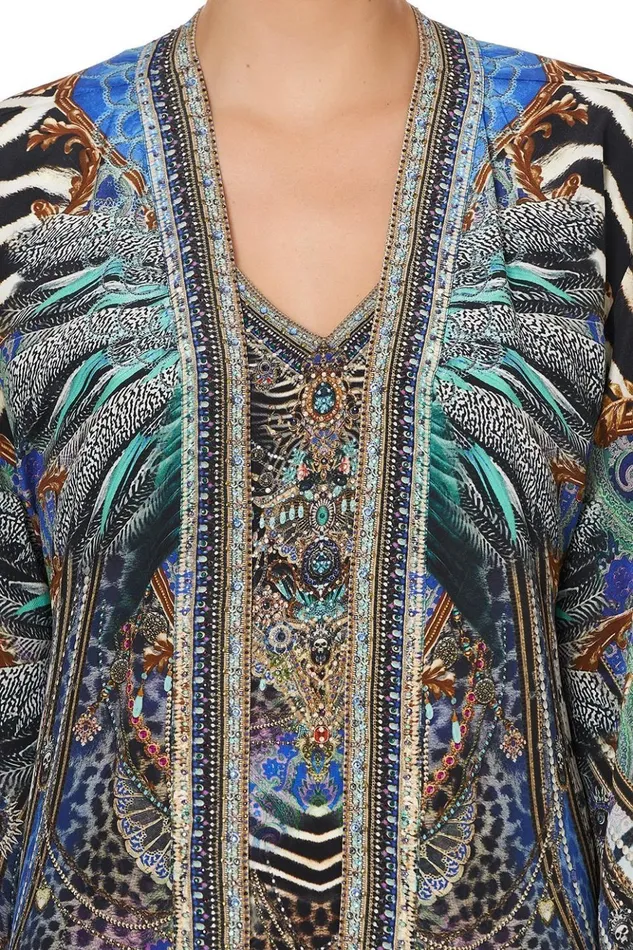Women Kimonos Camilla Kimono With Long Underlayer Animal Army