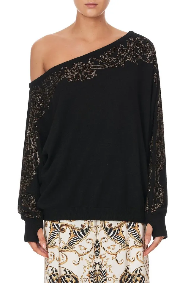 Women Knitwear Camilla Off The Shoulder Dolman Knit Jumper Studio 54