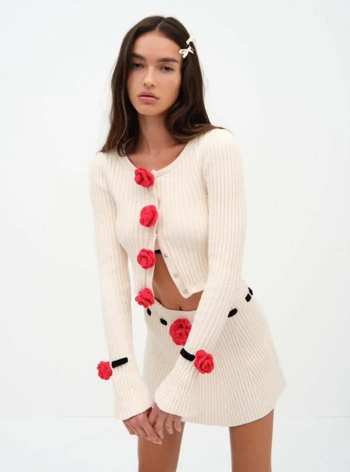 Women Knitwear For Love and Lemons Roxana Cardigan Cream