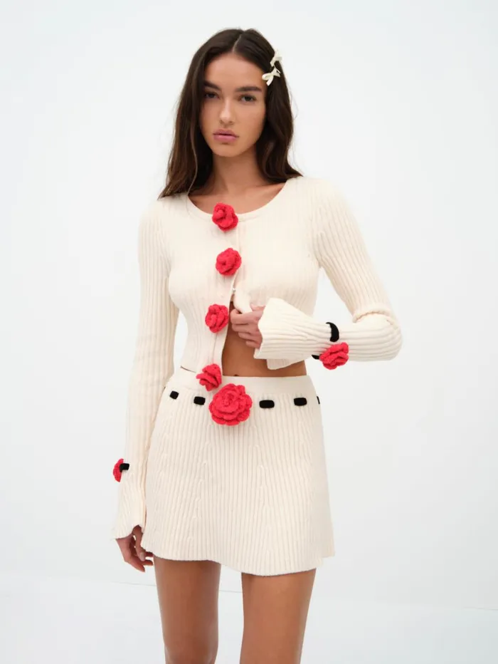 Women Knitwear For Love and Lemons Roxana Cardigan Cream