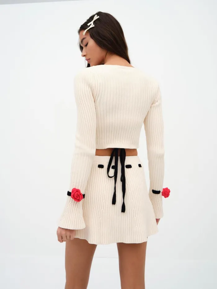 Women Knitwear For Love and Lemons Roxana Cardigan Cream