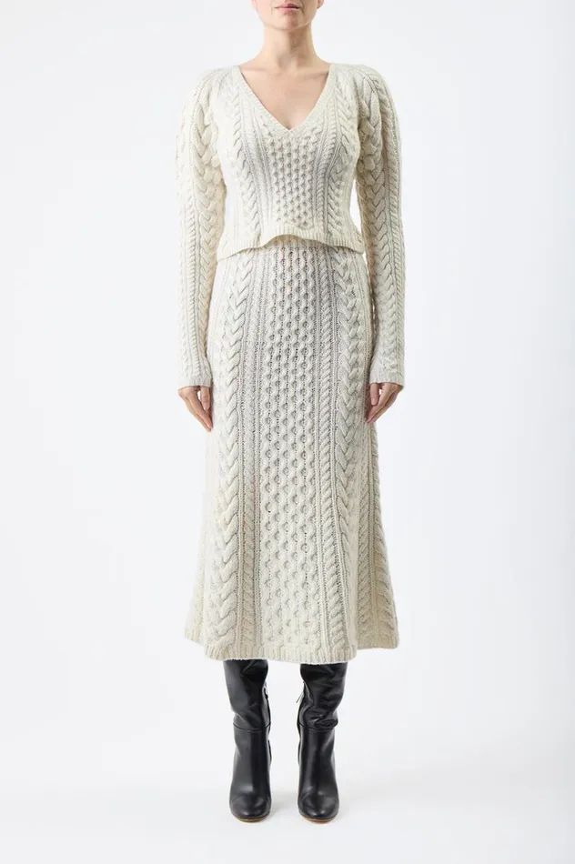Women Knitwear Gabriela Hearst Arwel Knit Sweater In Ivory Cashmere