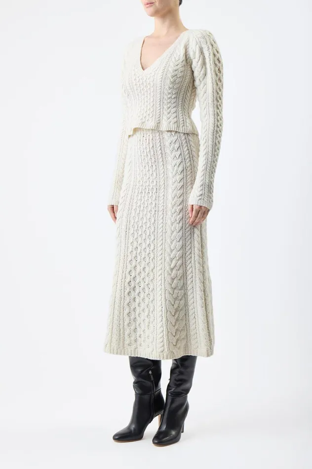 Women Knitwear Gabriela Hearst Arwel Knit Sweater In Ivory Cashmere