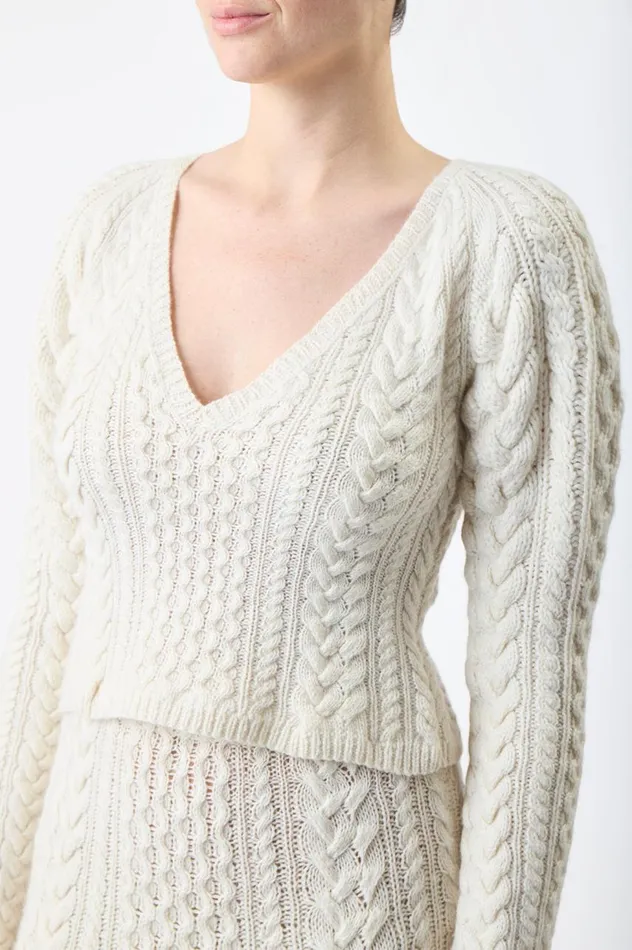 Women Knitwear Gabriela Hearst Arwel Knit Sweater In Ivory Cashmere
