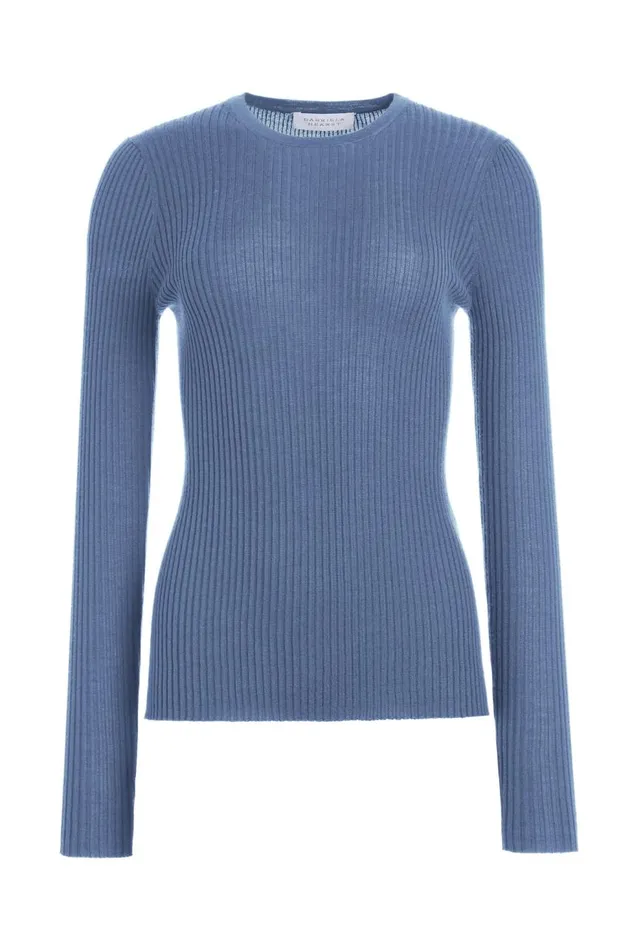 Women Knitwear Gabriela Hearst Browning Knit Sweater In Denim Blue Cashmere Silk