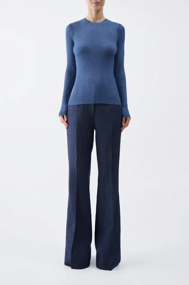 Women Knitwear Gabriela Hearst Browning Knit Sweater In Denim Blue Cashmere Silk
