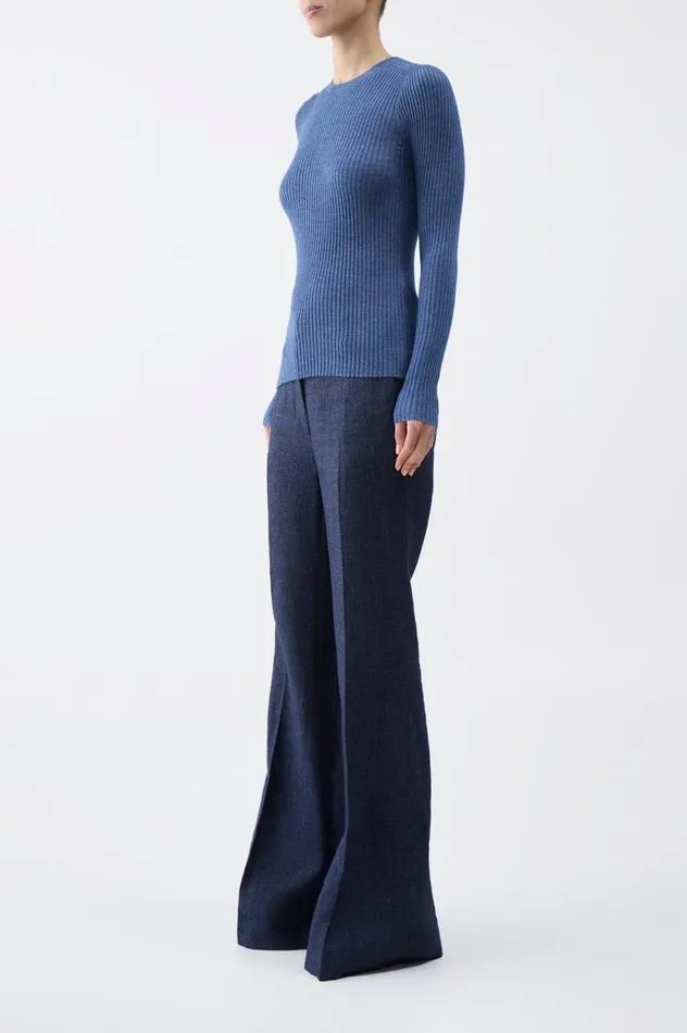 Women Knitwear Gabriela Hearst Browning Knit Sweater In Denim Blue Cashmere Silk