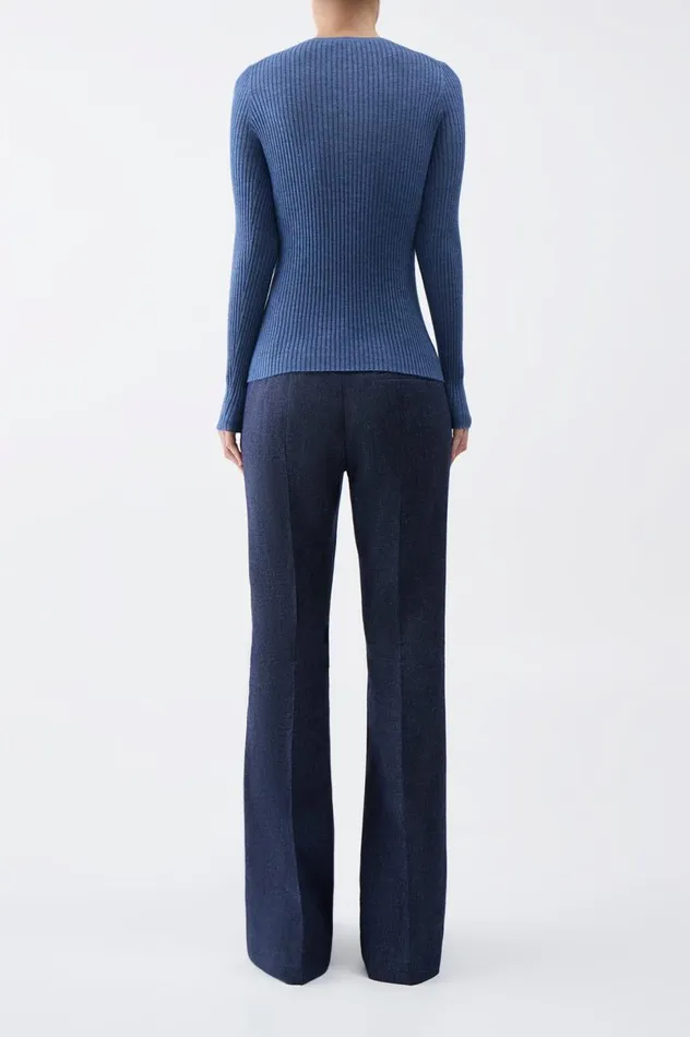 Women Knitwear Gabriela Hearst Browning Knit Sweater In Denim Blue Cashmere Silk