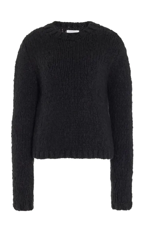 Women Knitwear Gabriela Hearst Dalton Knit Sweater In Black Welfat Cashmere